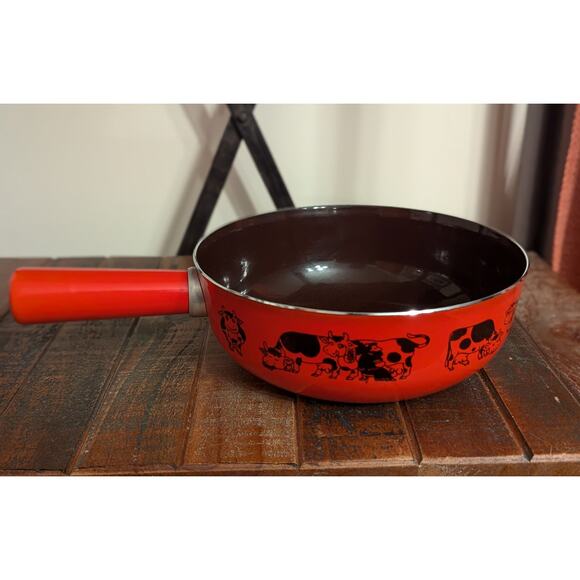SWITZERLAND SCHWEIZ  Silit Foundue Red Pot with Cows - Picture 5 of 11